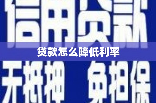 南宫贷款怎么降低利率