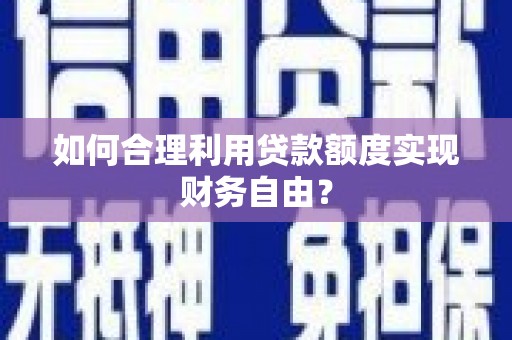 南宫如何合理利用贷款额度实现财务自由？