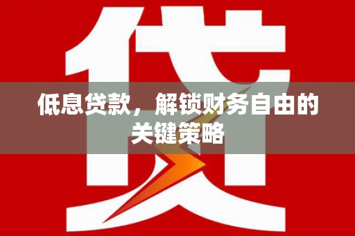 南宫低息贷款，解锁财务自由的关键策略
