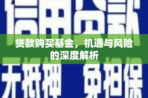 南宫贷款购买基金，机遇与风险的深度解析