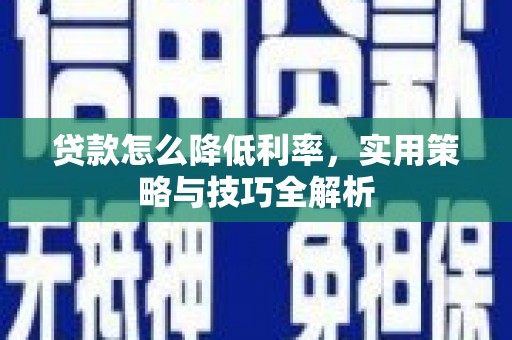 南宫贷款怎么降低利率，实用策略与技巧全解析