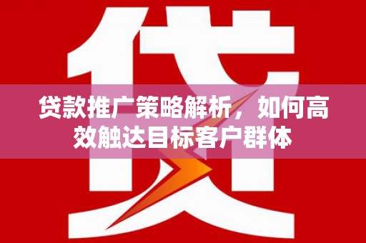 南宫贷款推广策略解析，如何高效触达目标客户群体