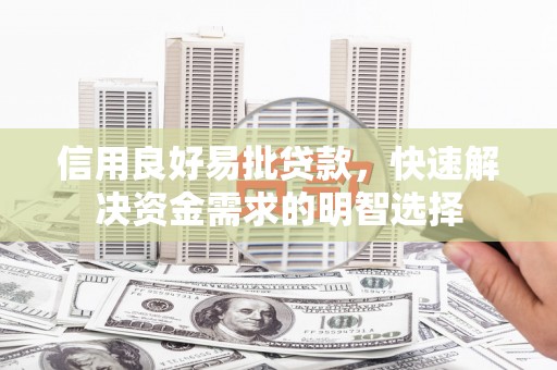 南宫信用良好易批贷款，快速解决资金需求的明智选择
