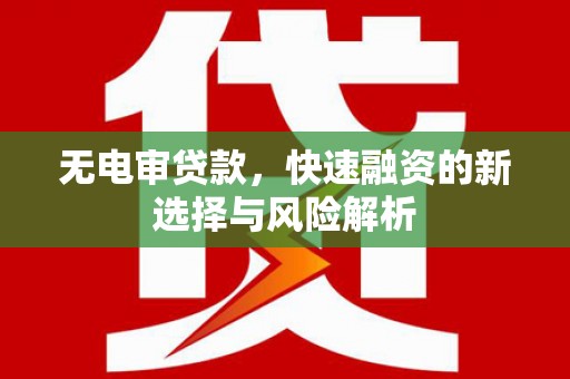 南宫无电审贷款，快速融资的新选择与风险解析