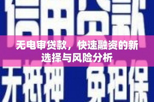 南宫无电审贷款，快速融资的新选择与风险分析