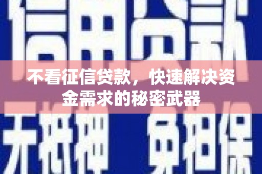 南宫不看征信贷款，快速解决资金需求的秘密武器
