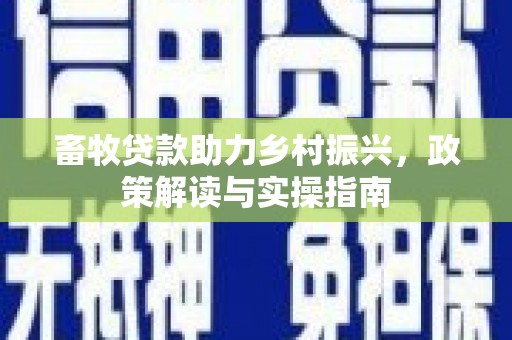 南宫畜牧贷款助力乡村振兴，政策解读与实操指南