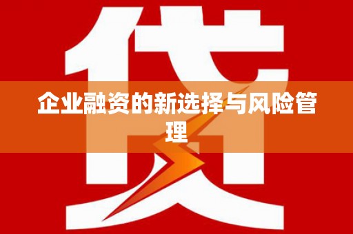南宫企业融资的新选择与风险管理